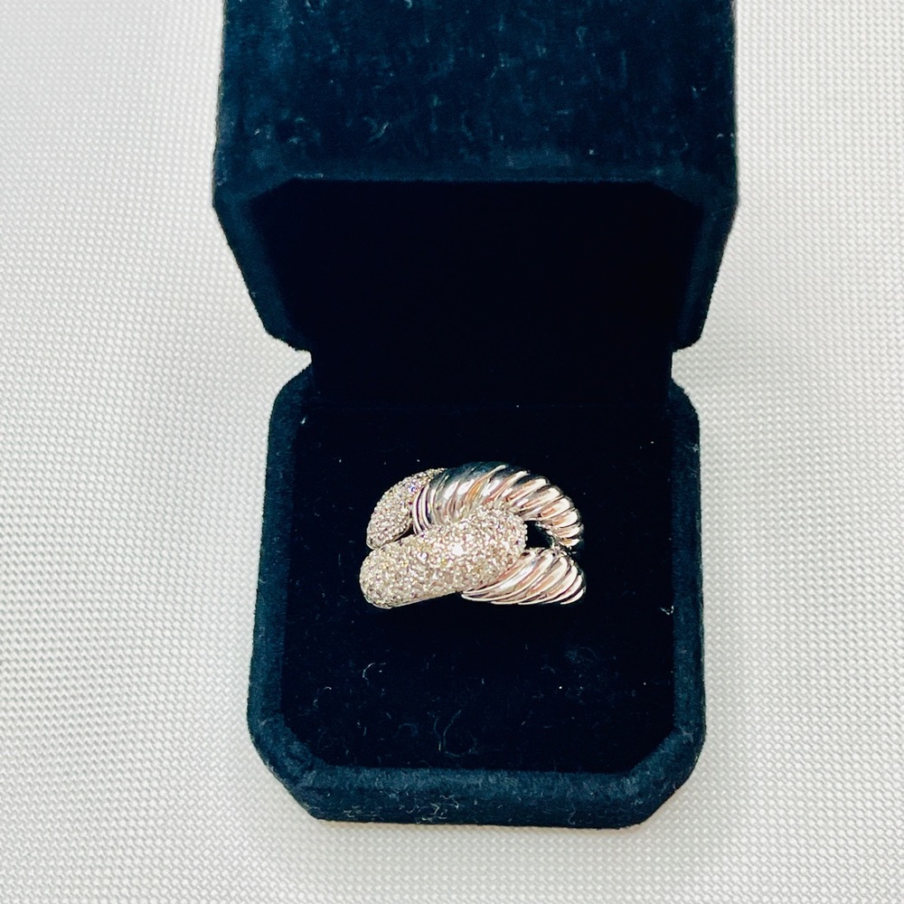 DAVID YURMAN DIAMOND STERLING SILVER INFINITY LOVE KNOT RING Sz 7